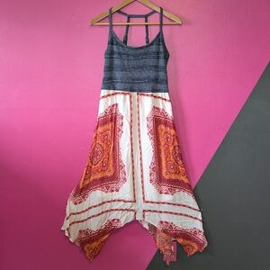 Asymmetrical Boho Midi Dress